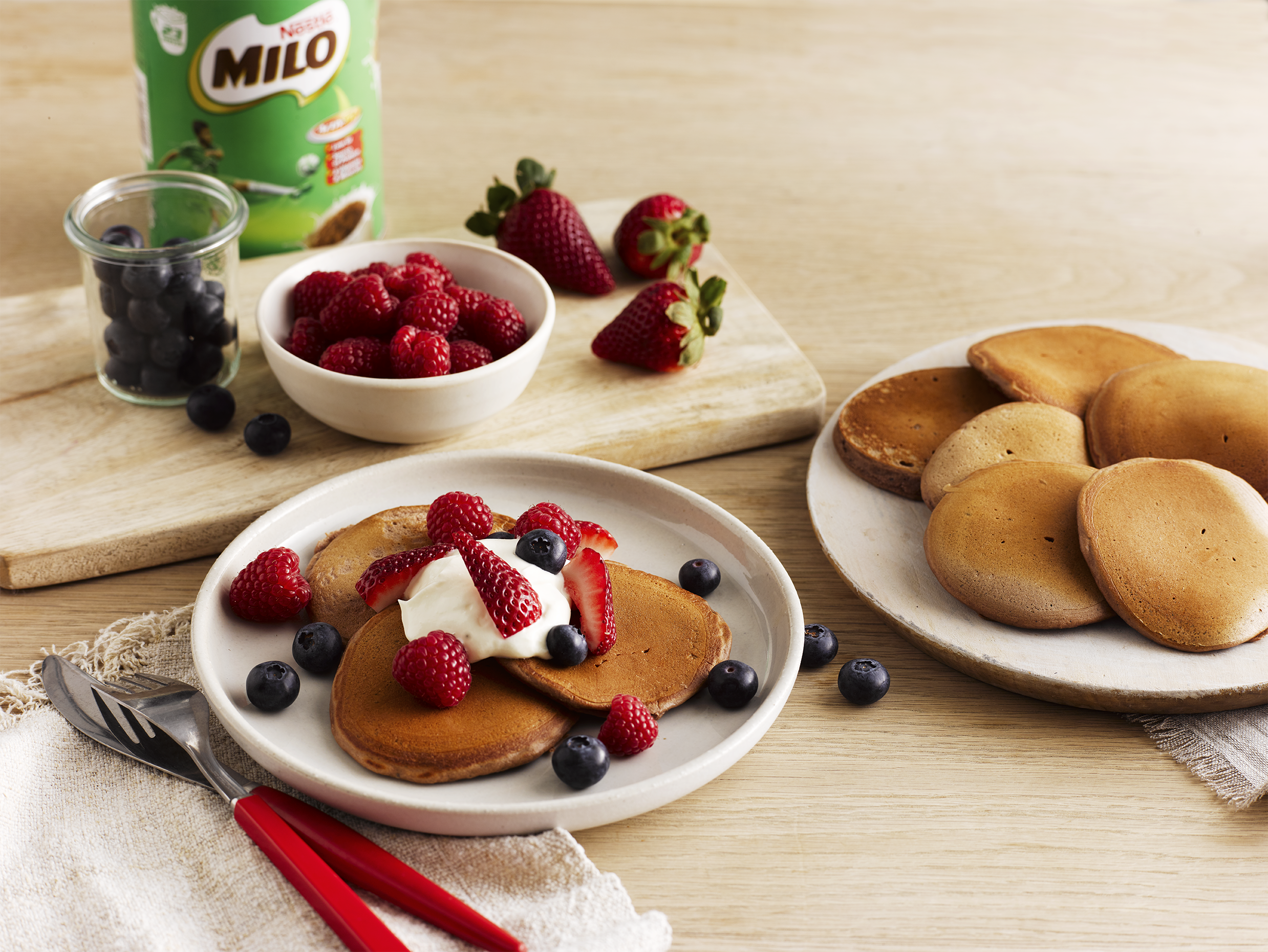 
MILO&lt;sup&gt;®&lt;/sup&gt; YOGHURT PIKELETS WITH BERRIES
